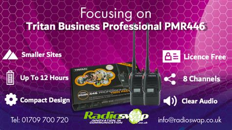 Tritan Buisness Professional PMR446 Walkie-Talkie Two Way Radios & G-Shape Earpieces - Twin Pack ...