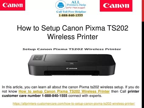 PPT - Call 1-888-840-1555 - How to Setup Canon Pixma TS202 Wireless Printer PowerPoint ...