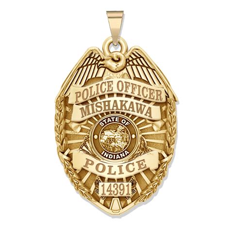 Personalized Indiana Police Badge with Your Name, Rank, Number & Department - PG101579