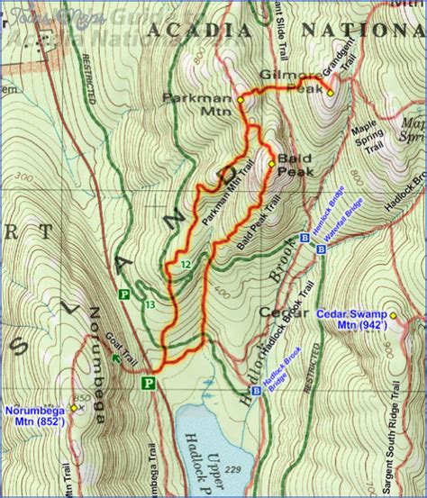 Acadia National Park Hiking Map - ToursMaps.com