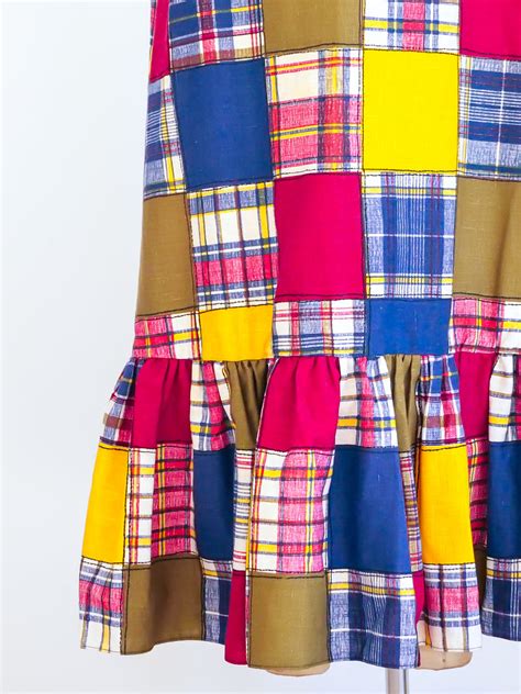 Madras Patchwork Ruffle Maxi Skirt