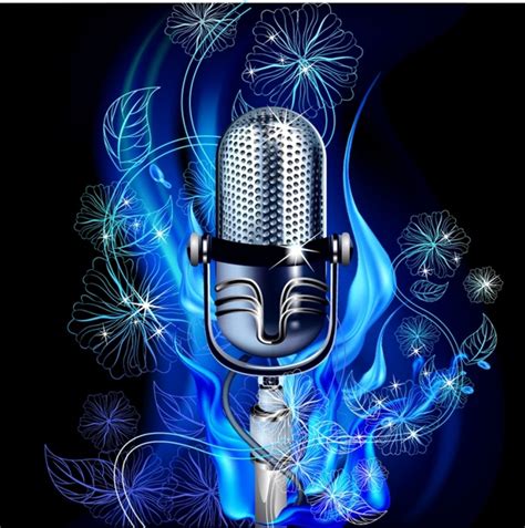 Music background dark elegant microphone nature elements decor Vectors ...