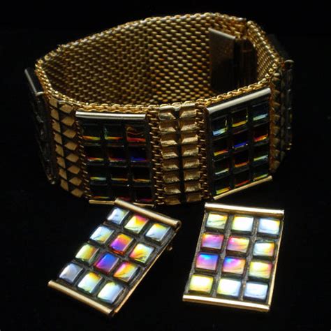 "Stained Glass" Bracelet & Earrings Set Vintage Colorful – World of ...