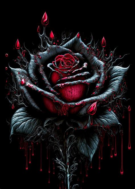 'Blood Rose' Poster, picture, metal print, paint by Freak Creator ...