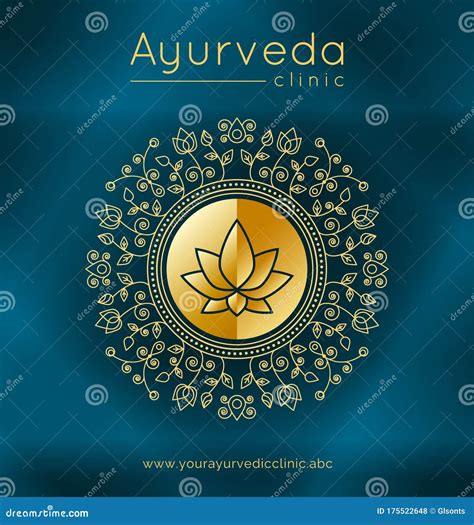 Ayurveda Poster with Ethnic Patterns and Sample Text in Gold Tones on a ...