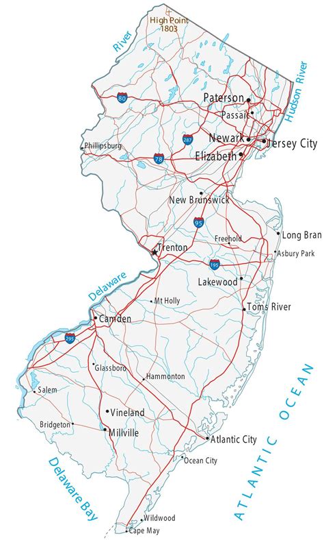 Map of New Jersey - Cities and Roads - GIS Geography