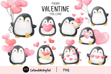 Penguin Valentine Clipart Graphic by CatAndMe · Creative Fabrica