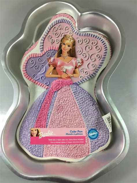 Wilton Barbie Aluminum Cake Pan 2105-8910 Mattel 2002 w Instructions Fiber Cereal, 2 Layer Cakes ...