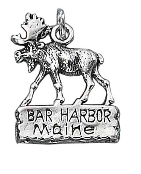 Sterling Silver 30" 1.2mm Box Chain Bar Harbor Maine Moose Pendant Necklace - Walmart.com