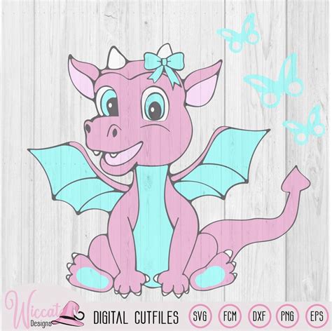 Cute Dragon Girl for Baby Girl Nursery Svg Dragon With Wings - Etsy Australia