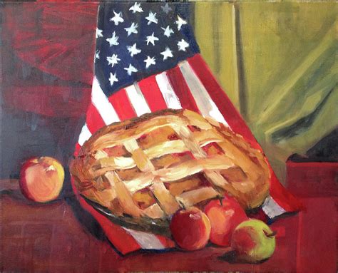 Apple Pie and American Flag Painting by Mary Marin - Fine Art America