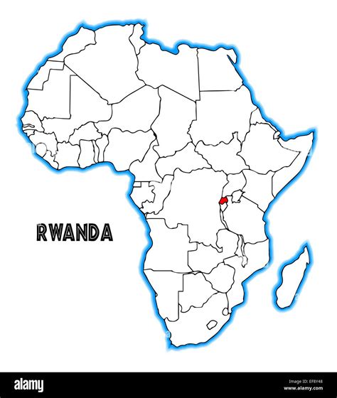 Rwanda outline inset into a map of Africa over a white background Stock Photo - Alamy