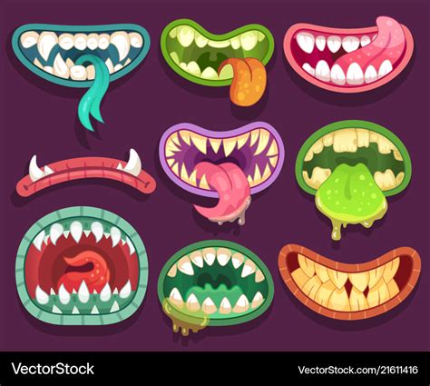 Monsters mouths halloween scary monster teeth Vector Image