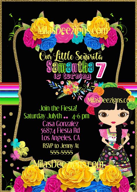 Mexican Fiesta birthday party invitations Available online at WWW.Mila ...