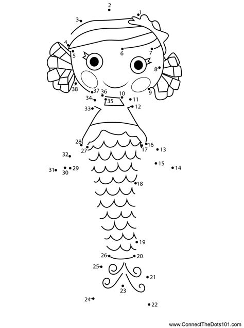 Coral Sea Shells Lalaloopsy dot to dot printable worksheet - Connect The Dots