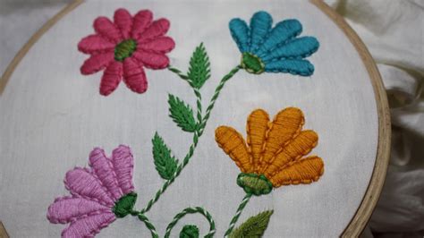 Hand Embroidery Designs | Satin stitch | Stitch and Flower-128 - YouTube