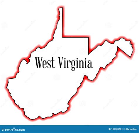 West Virginia Outline Map stock vector. Illustration of drawing - 102785681