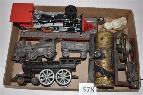 Lot - Vintage Toy Trains and Steam Motor