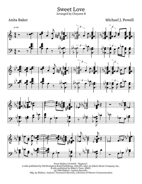 Sweet Love (arr. Cheyann Bates) by Anita Baker Sheet Music for Piano, Vocal & Guitar Chords at ...