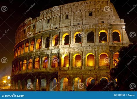 Coliseum at night stock image. Image of attraction, historical - 2340261