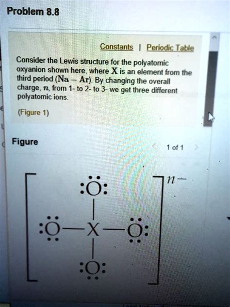 SOLVED: Problem 8.8 Constants Periodic Table Consider the Lewis structure for the polyatomic ...