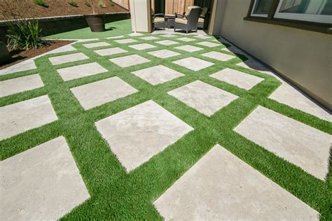 Grass and Pavers Backyard Design Ideas - Contemporary - Patio - San ...