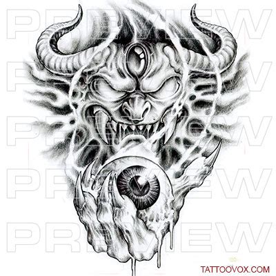 Demon with Eyeball Tattoo - TattooVox Professional Tattoo Designs Online