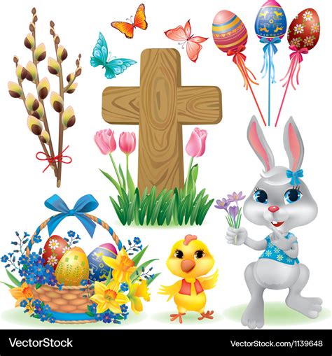 Easter symbols set Royalty Free Vector Image - VectorStock