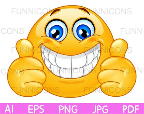 Clipart Cartoon of Emoji Emoticon With a Big Smile Giving Two - Etsy UK