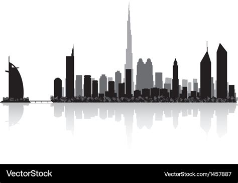 Dubai city skyline silhouette Royalty Free Vector Image