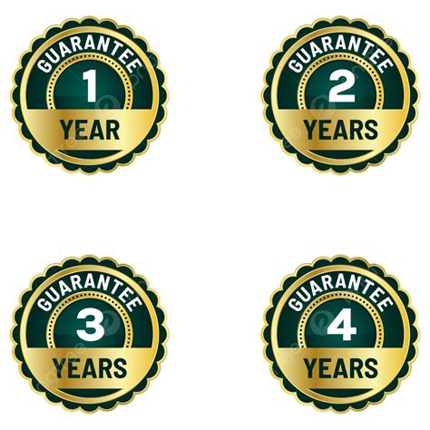 Golden Guarantee Badge Design Transparent Background, 1 Year Guarantee, 2 Years Guarantee ...