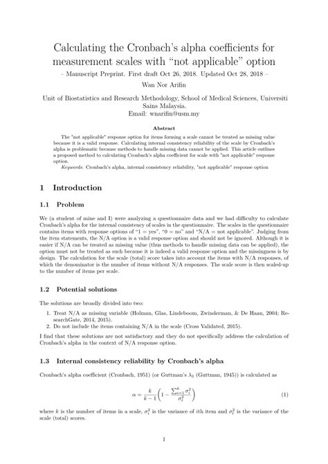 (PDF) Calculating the Cronbach's alpha coefficients for measurement ...