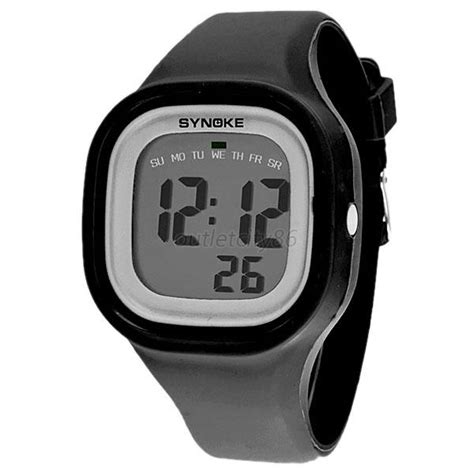 Sports Watch Women Girls Waterproof Watch LED Digital Silicone Square ...