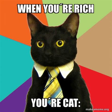 When you´re rich You´re cat: - Business Cat Meme Generator