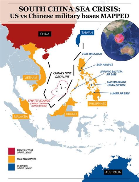 South China Sea standoff: China vs US military bases MAPPED | World ...