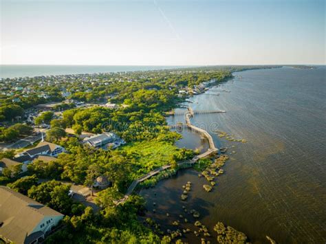 Aerial Drone Photo of Duck North Carolina a Coastal Beach Town Stock Image - Image of north ...