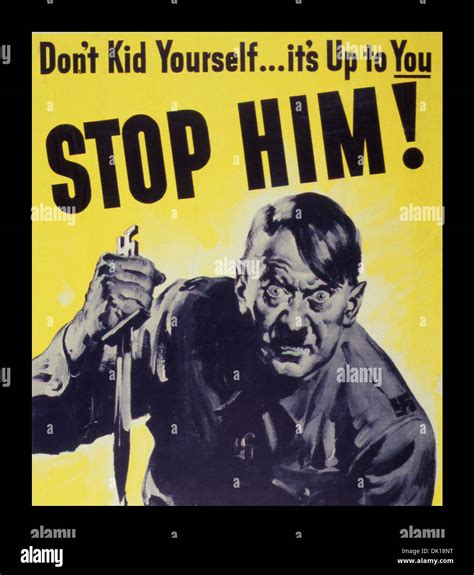 WW2 anti German propaganda poster illustrating a demonic Adolf Hitler ...