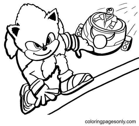 Sonic and Eggman from Sonic the Hedgehog 2 Coloring Page - Free Printable Coloring Pages