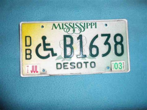 Mississippi Handicapped License plate with 2003 sticker