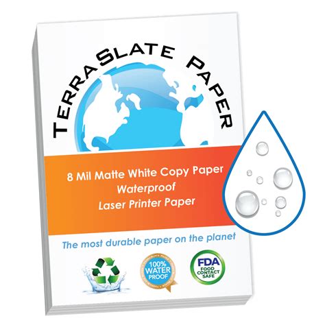 TerraSlate Paper 8 Mil Waterproof Laser Printer/Copy Paper 8.5" x 11", 25 sheets - Walmart.com ...