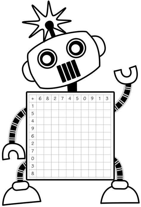 Robot Addition Grid.png | Kids math worksheets, Numeracy, Teaching math