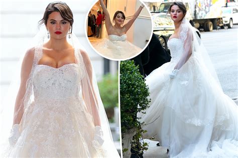 Selena Gomez spotted in wedding dress enjoying 'a regular day at work ...