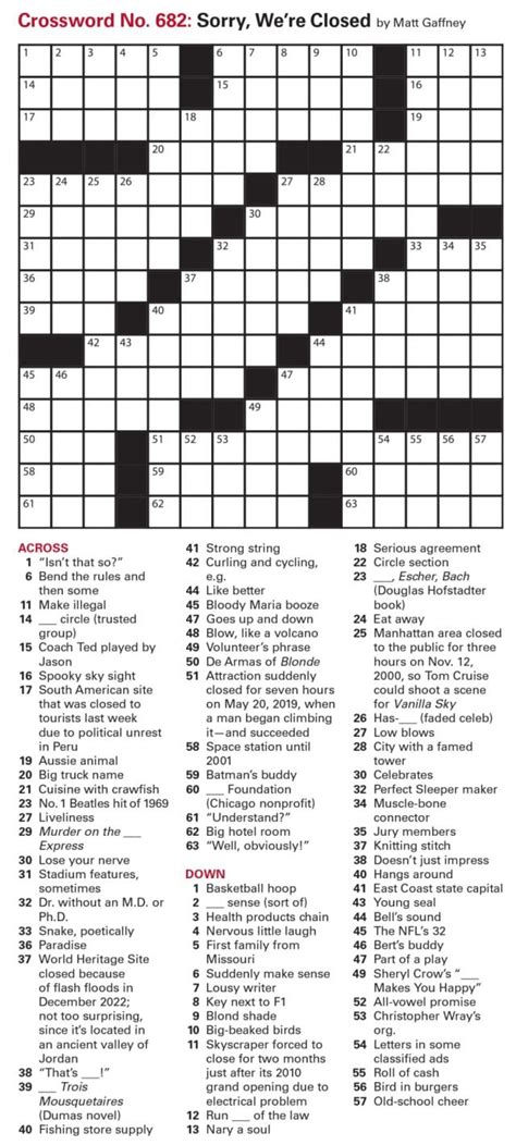 Puzzles: Printable Crossword - Issue: February 10, 2023