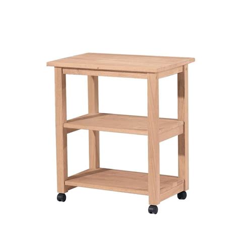 International Concepts 26 in. W Solid Wood Rolling Kitchen Cart in Unfinished-185 - The Home Depot