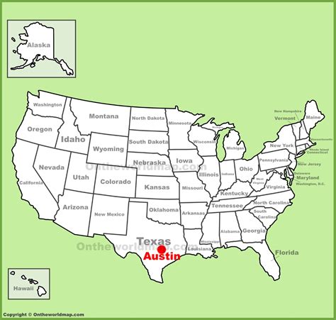 Austin location on the U.S. Map - Ontheworldmap.com