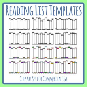 Reading Lists Book Spine Templates Sideways Blank Clip Art Commercial Use