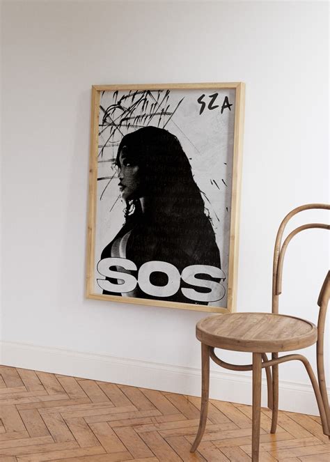 SOS SZA Portrait Poster Black White Wall Art Digital Artwork Music ...