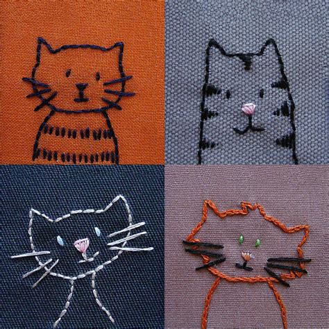 Simple Cat Embroidery Pattern