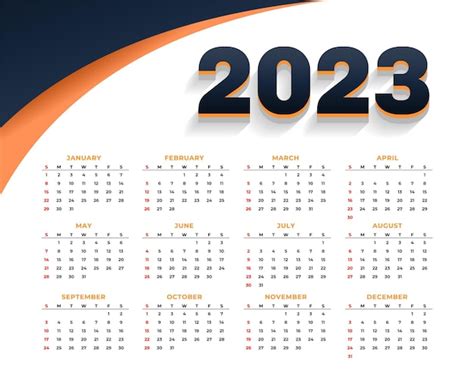 Free Vector | 2023 printable calendar template for office desk