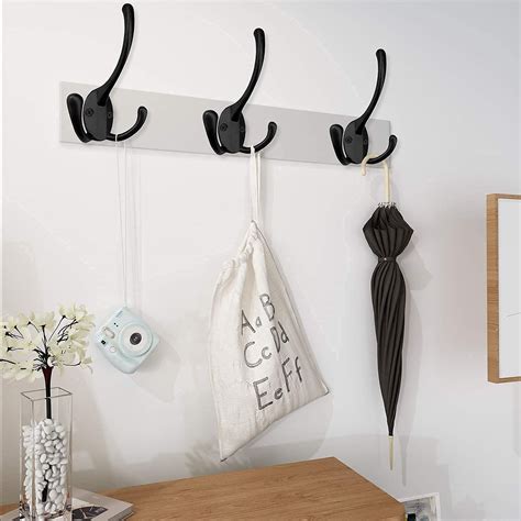 COAT HOOKS, CLOTH HANGING HOOKS, BLACK POWDER COATED, 4 PEICE PACK ...